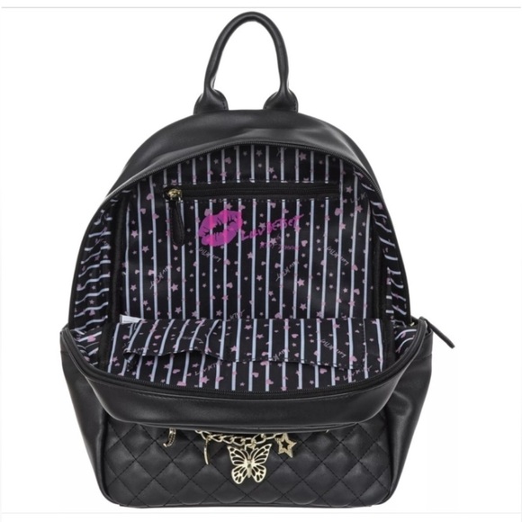 ??NWT- LUV BETSEY BY Betsey Johnson Faux Leather Quilted Charm BACKPACK ?? main image 4